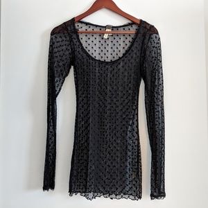 Free People Dotted Mesh Long Sleeve